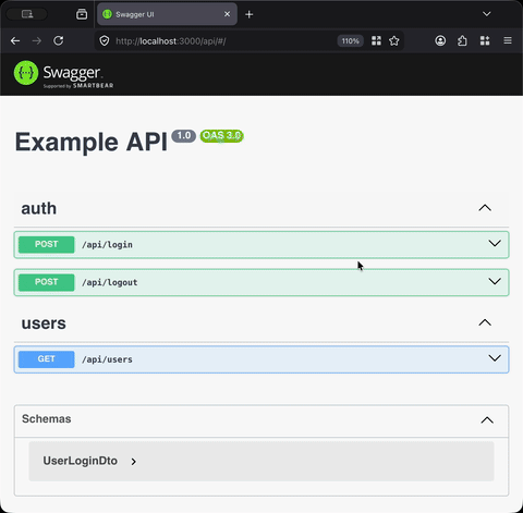 screen recording of hitting protected API endpoints through the swagger ui