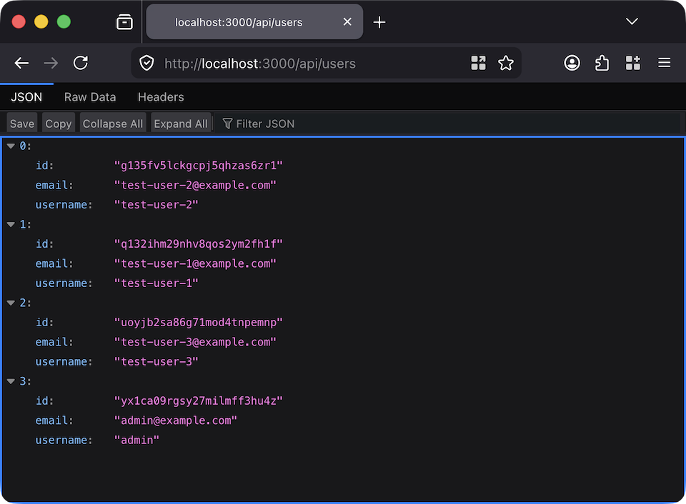 screenshot of raw JSON response from the URL https://picsum.photos/v2/list